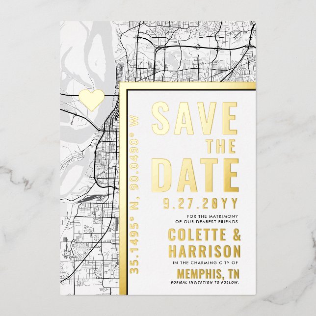 Memphis Love Locator | Wedding Save the Date Foil Invitation (Front)