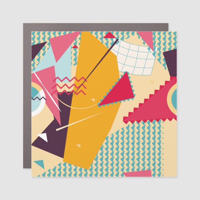Memphis Mood: Retro Geometric Trend Car Magnet (Front)