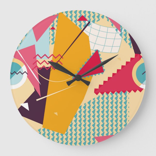 Memphis Mood: Retro Geometric Trend Large Clock (Front)