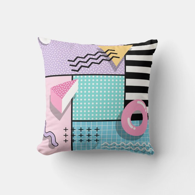 Memphis Party Throw Pillow (Front)