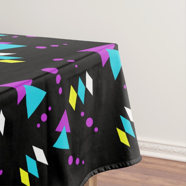 Memphis Pattern, Geometric Shapes, Pop Art, Custom Tablecloth (In Situ)