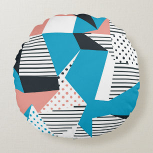 Memphis Pattern: Minimalist Abstract Trend Round Pillow