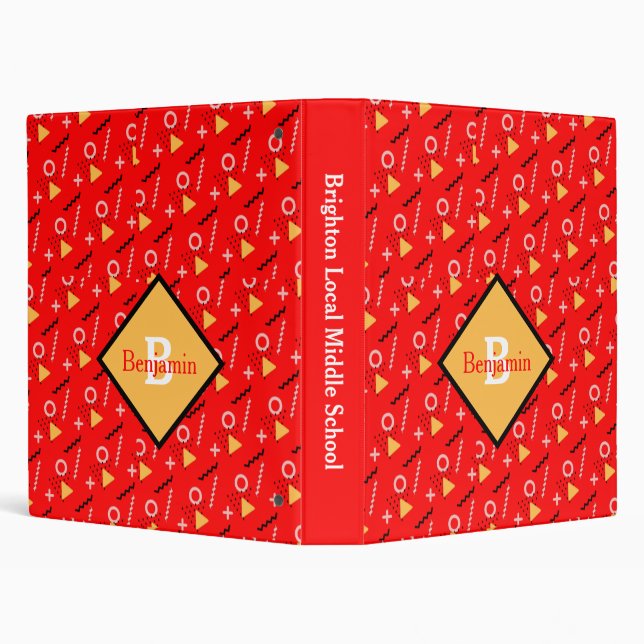 Memphis Pattern School Binder Red (Background)