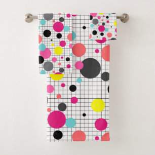Memphis polka dots bath towel set