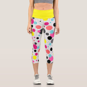 Memphis polka dots capri leggings
