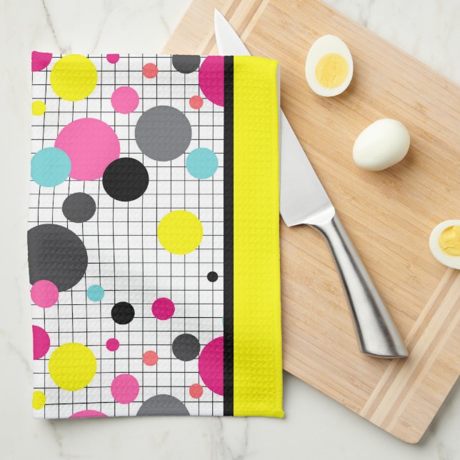 Memphis polka dots  kitchen towel (Quarter Fold)