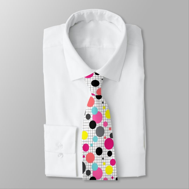 Memphis polka dots  neck tie (Tied)