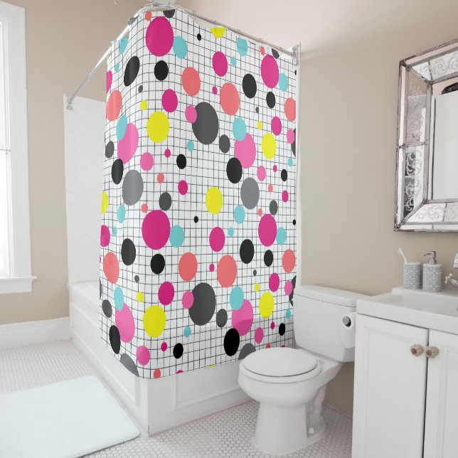 Memphis polka dots  shower curtain (In Situ)