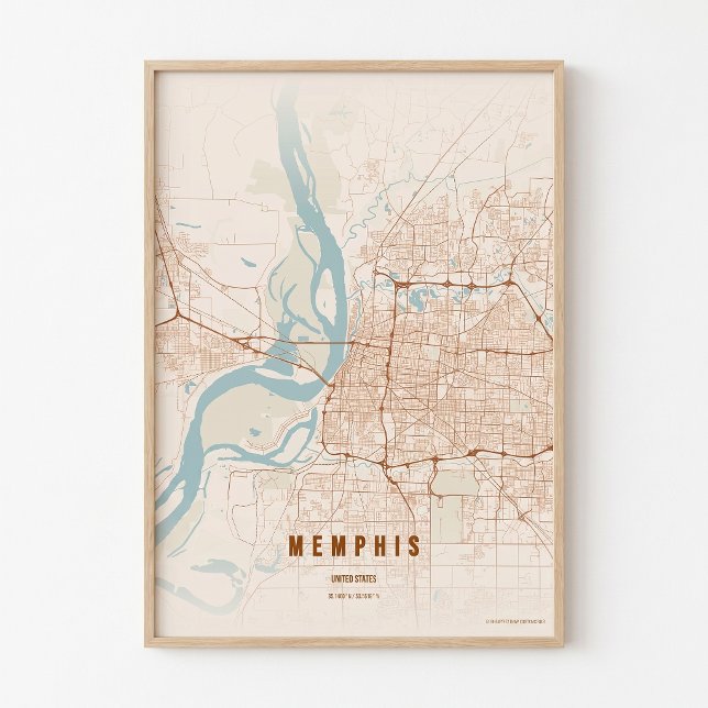 Memphis Print Tennessee City Map Poster Wall Art (Creator Uploaded)