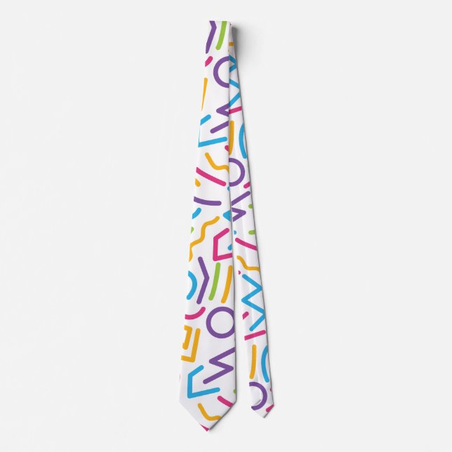 Memphis Retro Colorful Abstract Style Tie (Front)