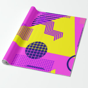 Memphis seamless pattern, geometric shapes in the  wrapping paper