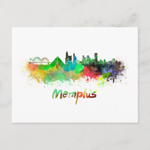 Memphis skyline in watercolor postcard