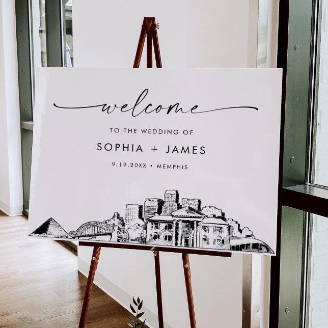 Memphis Skyline Modern Wedding Welcome Foam Board (Creator Uploaded)