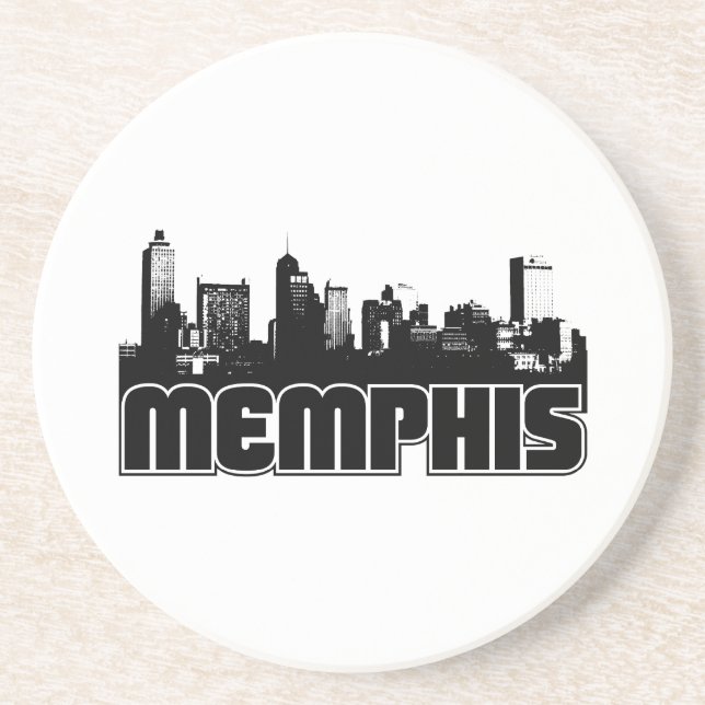 Memphis Skyline Sandstone Coaster (Front)
