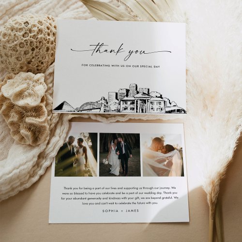Memphis Skyline Wedding Photo Thank You Card