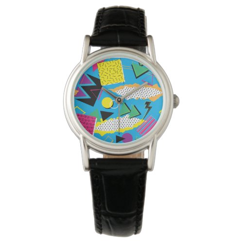 Memphis Style 80s Abstract Bright Color Round Watch