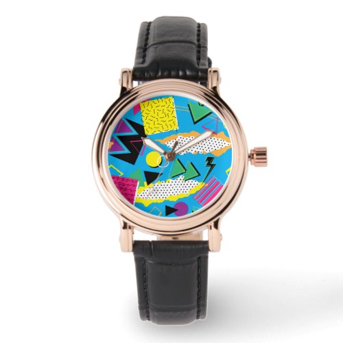 Memphis Style 80s Abstract Bright Color Square Watch