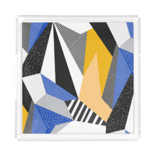 Memphis Style: Creative Geometric Collage. Acrylic Tray