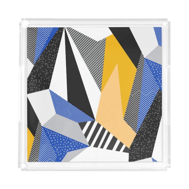 Memphis Style: Creative Geometric Collage. Acrylic Tray (Front)