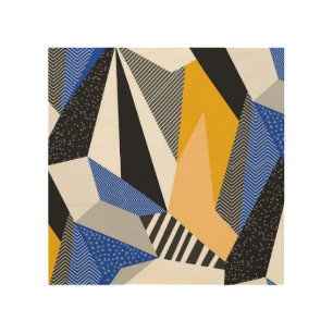 Memphis Style: Creative Geometric Collage. Wood Wall Art