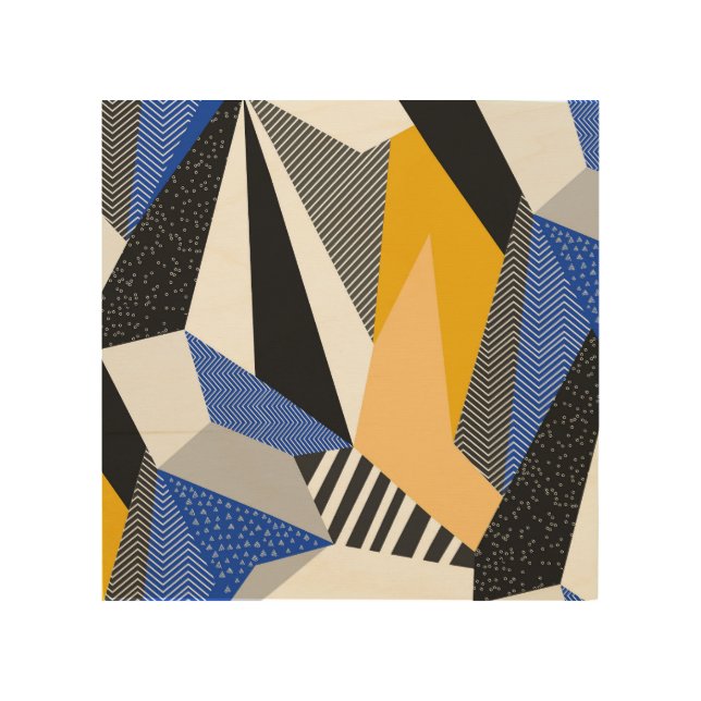 Memphis Style: Creative Geometric Collage. Wood Wall Art (Front)