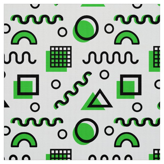 Memphis Style Geometric Pattern 110719 - Green Fabric (Swatch)