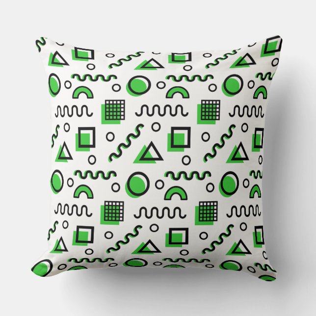Memphis Style Geometric Pattern 110719 - Green Throw Pillow (Front)