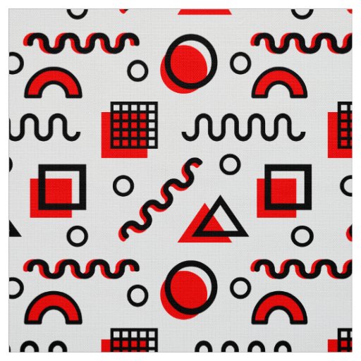 Memphis Style Geometric Pattern 110719 - Red Fabric