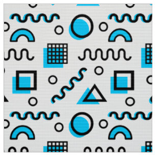Memphis Style Geometric Pattern 110719 - Sky Blue Fabric