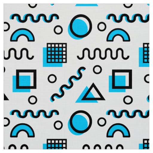 Memphis Style Geometric Pattern 110719 - Sky Blue Fabric