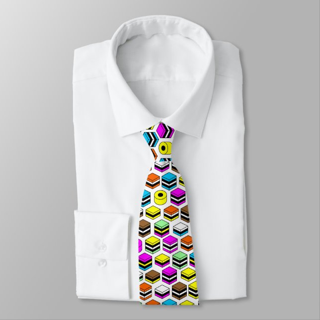 Memphis Style Liquorice Allsorts Pattern Neck Tie (Tied)