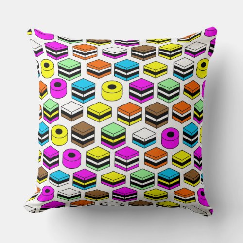 Memphis Style Liquorice Allsorts Pattern Throw Pillow