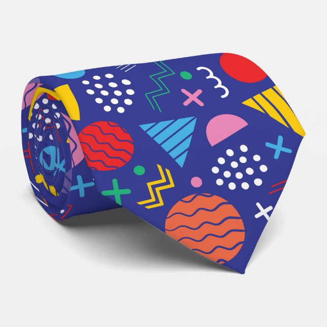 Memphis style pattern neck tie (Rolled)