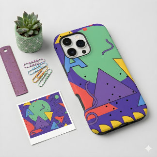 Memphis Style Phone Case Dopamine Decor Bold Geome