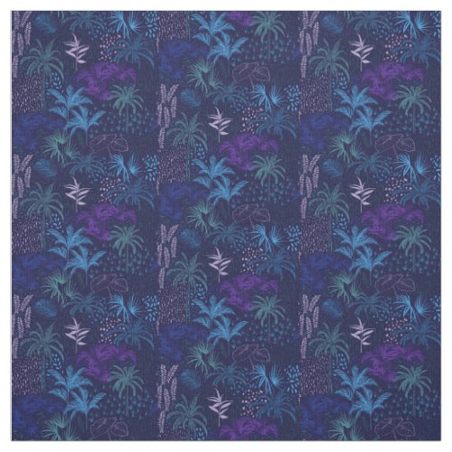 Memphis Style Tropical Ferns Palm Foliage Fabric