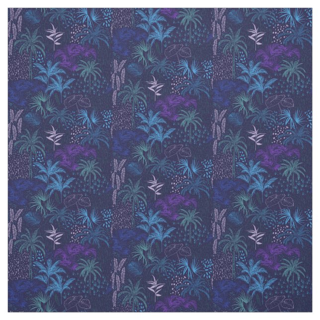 Memphis Style Tropical Ferns Palm Foliage Fabric (Swatch)
