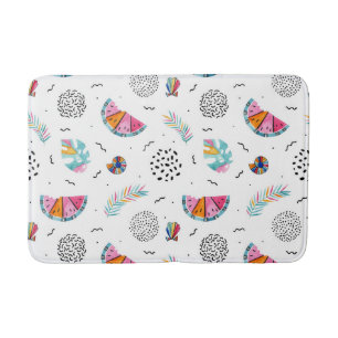 Memphis Style Tropical Summer Pattern Bathroom Mat