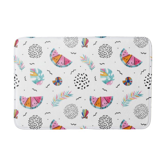 Memphis Style Tropical Summer Pattern Bathroom Mat (Front)