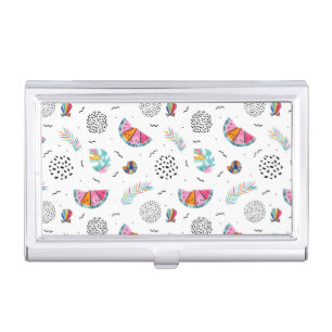 Memphis Style Tropical Summer Pattern Business Card Case