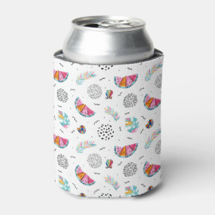 Memphis Style Tropical Summer Pattern Can Cooler