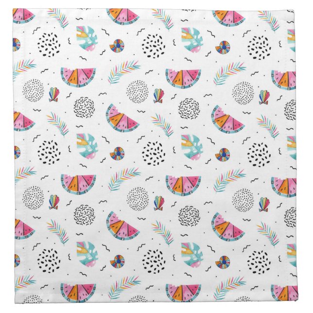 Memphis Style Tropical Summer Pattern Cloth Napkin (Front)