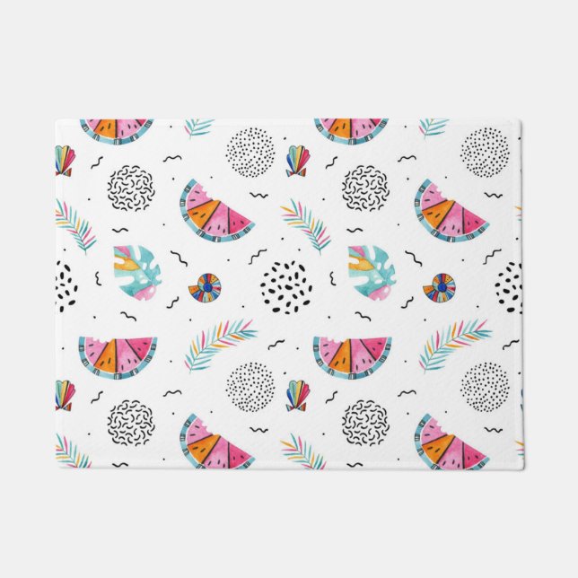 Memphis Style Tropical Summer Pattern Doormat (Front)