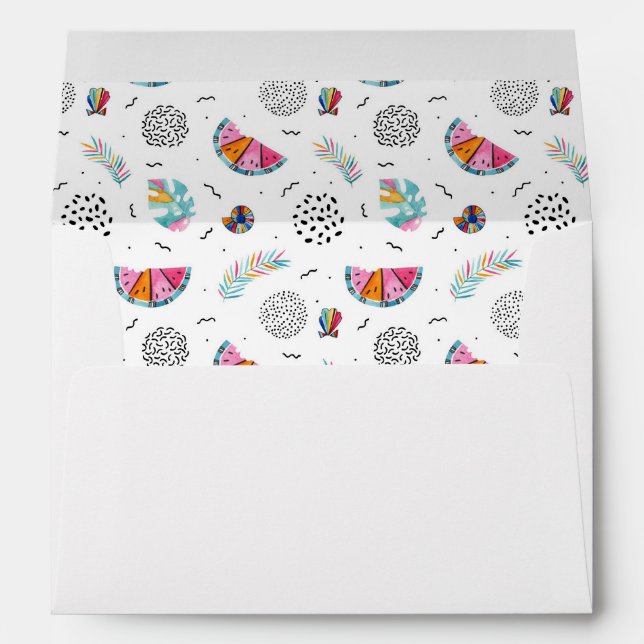 Memphis Style Tropical Summer Pattern Envelope (Back (Bottom))