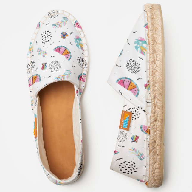 Memphis Style Tropical Summer Pattern Espadrilles (Side)