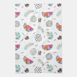 Memphis Style Tropical Summer Pattern Kitchen Towel