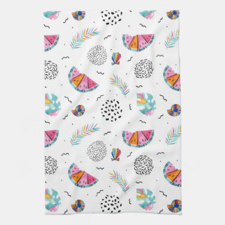 Memphis Style Tropical Summer Pattern Kitchen Towel