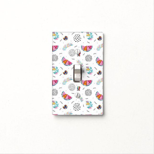 Memphis Style Tropical Summer Pattern Light Switch Cover (In Situ)
