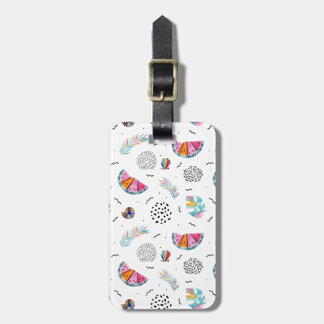 Memphis Style Tropical Summer Pattern Luggage Tag (Front Vertical)