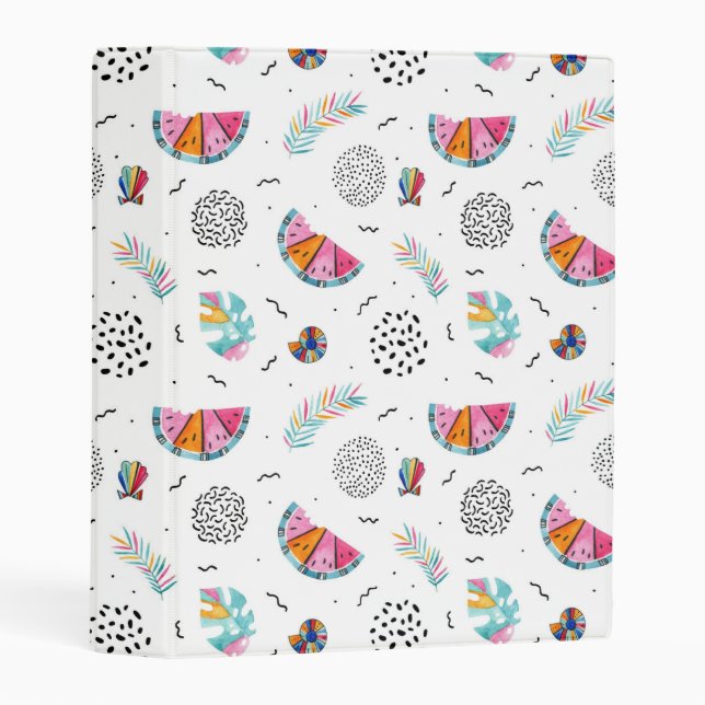 Memphis Style Tropical Summer Pattern Mini Binder (Front/Spine)