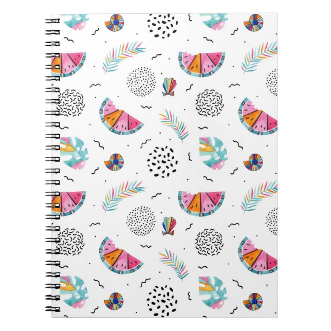 Memphis Style Tropical Summer Pattern Notebook (Front)